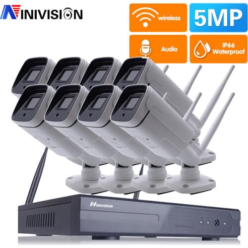 5MP CCTV Wifi Video Surveillance Kit 8CH Outdoor Waterproof Security IP Camera Wifi Wireless System Set 8 Channel NVR Kit ONVIF
