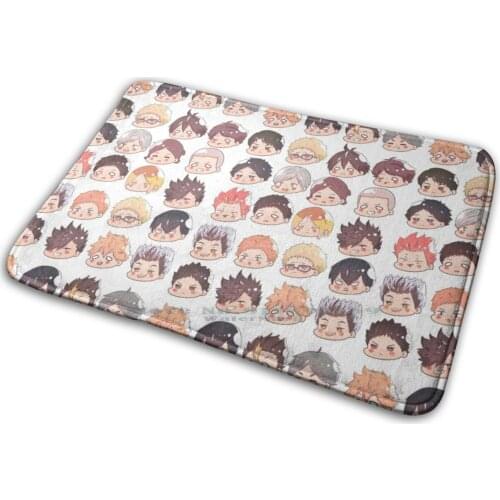 Haikyuu Chibi Heads Mat Rug Carpet Anti - Slip Bedroom Entrance Door Mat Haikyu Hq Anime Anime Boy Shonen Sport Volleyball Volle