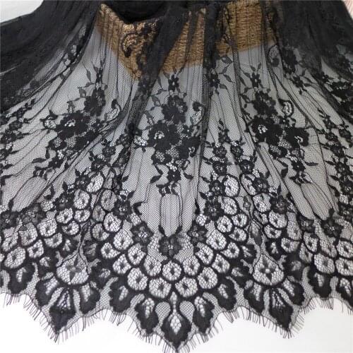 LaceTime 3 Meter Eyelash Black&White Lace Trim Mesh Lace Fabric Sewing Lace Trim For Dress Making Decoration