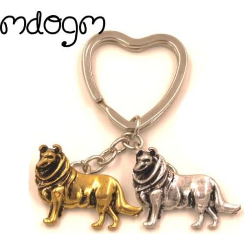 Mdogm Retro Antique Rough Collie Dog Animal Gold Silver Plated Pendant Keychain For Bag Car Women Men Boys Love Jewelry K032