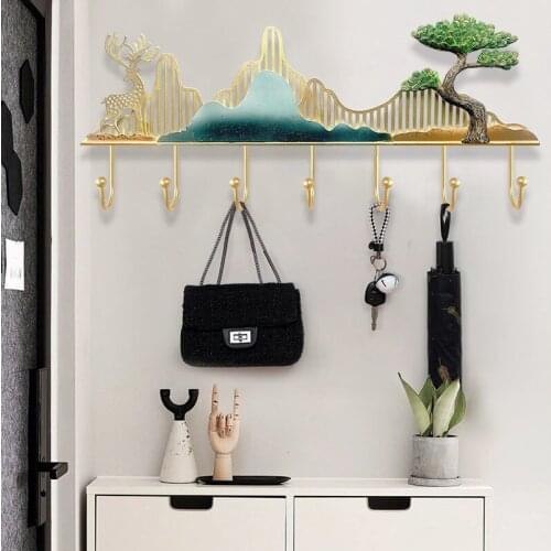 Nordic fashion metal porch key hook creative simple bathroom wall mounted shelf multi-functional light luxury clothes hanger