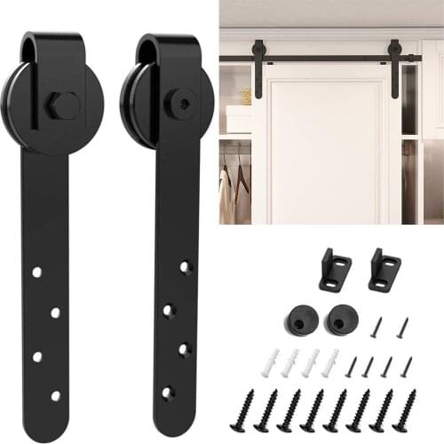 Mini Sliding Barn Door Hardware Kits For Cabinet Doors Rail Set T Shaped Floor Guide I Shape Hanger End Cap Screw