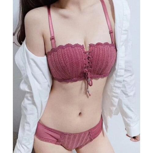 Fashion Sexy Bra Sets Half Cup Solid Color Underwear Women Set Lace Comfortable Brassiere Embroidery Lingerie Set