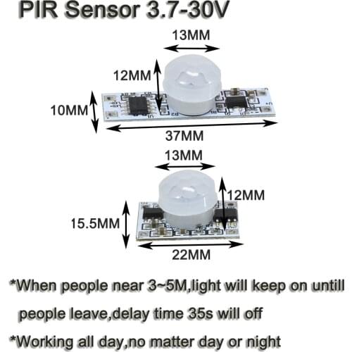 PIR Motion Sensor Switch 5V 12V 24V PIR Motion Sensor DC Movement Detector Activated Timer Automatic Switch ON OFF for LED Strip