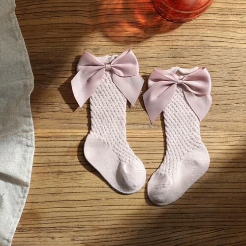 Baby Children Girls Solid Bow Knot Socks Breathable Mesh Soft Infant Toddler Newborn Summer Socks Accessories 0-5T