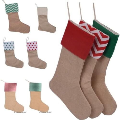 New Year Christmas Stocking Sack Xmas Gift Candy Bag Noel Decorations For Home Navidad Sock Christmas Tree Pendant