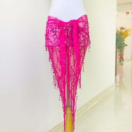 Belly Dance Sequin Triangle Towel Waist Chain Tassel Hip Towel Waist Towel Dance Practice Clothes Costumes