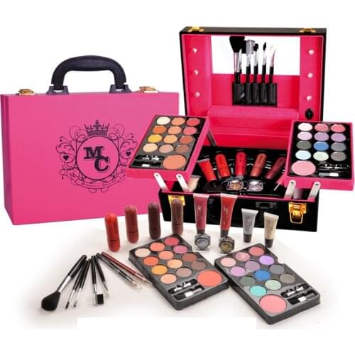 Professional Makeup Set Matte Shimmer Eyeshadow Palette Lipstick Lipgloss Mascara Blush Lip Pencil Brush Cosmetics Kit for Women