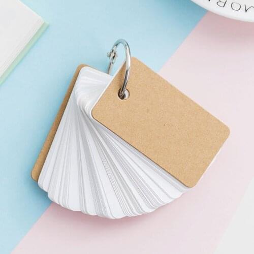 Simple DIY Index Cardboard Cover Blank Paper Card Memo Pad Bookmark Binder Rings Vocabulary Note Book