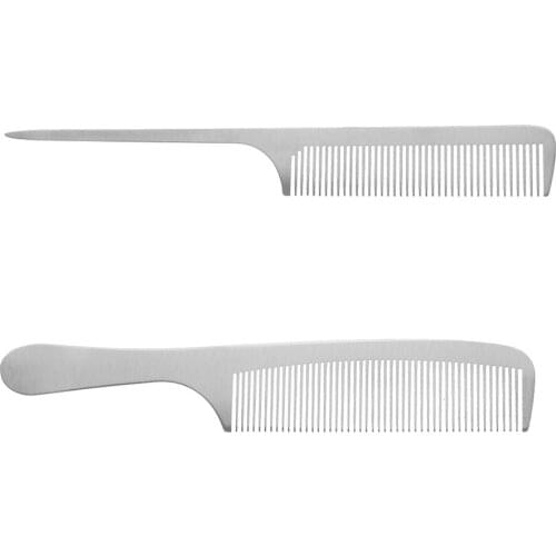 2Piece Stainless Steel Salon Hairstyling Hairdressing Cutting Comb Hairbrush