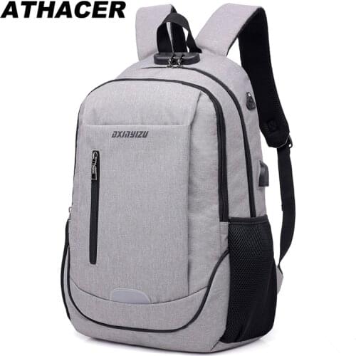 Athacer USB Charging Waterproof Backpack Laptop Bag Men Anti-thief Durable For Travel Business School Bags Women Casual DayPack