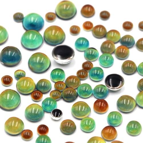 6 8 10 12mm Glass Color Change Temperature Sensing Dome Seals Cabochon Round Flatback Multicolor DIY Jewelry Findings,10PCs