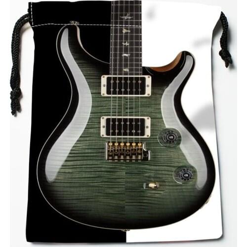 Guitar Music Drawstring Bags HD Print 18X22CM New Arrival Soft Satin Fabric Resuable Storage Clothes Bag Shoes Bags 12.2