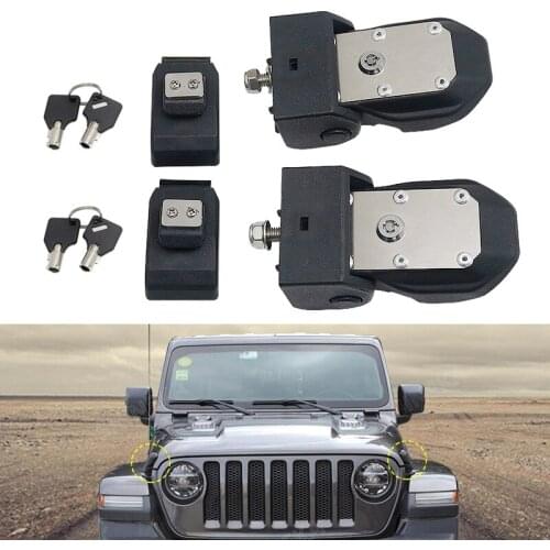 Car Engine Hood Lock Latches Catch Locking Anti-Theft Key Kit For Jeep Wrangler JL 2018 2019 Car Accessories