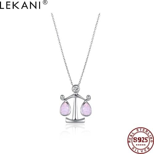 LEKANI 925 Silver Libra Pendant Necklace With Austria Crystal Elegant Justice Necklace For Women Constellations New Arrival
