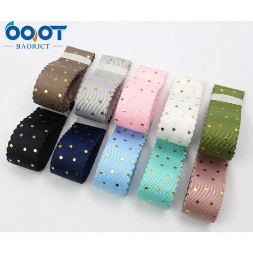 1'' Hot Gold Dot Grosgrain Ribbon ribbons for hair bows ribbon for gift wrapping ribbon for crafts ,L-20609-491