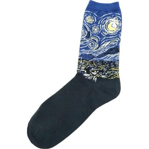 1 Pair Retro Vintage Modern Renaissance Van Gogh Starry Night Art Oil Painting Socks Funny Novelty Socks