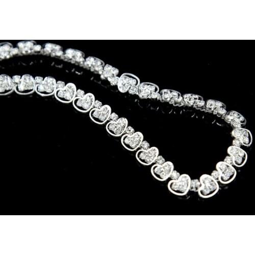 10Yards Heart Crystal Ribbon Beaded Trimming Rhinestone Trim For Decoration DIY Crafts