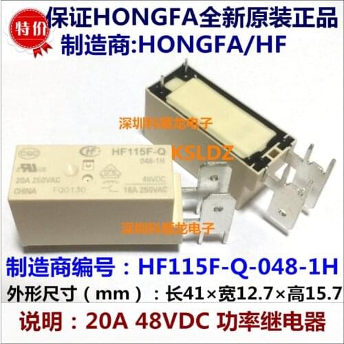 100%Original New HONGFA HF HF115F-Q JQX-115F-Q 048-1H JQX-115F-Q-048-1H HF115F-Q-048-1H 20A 48VDC Power Relay