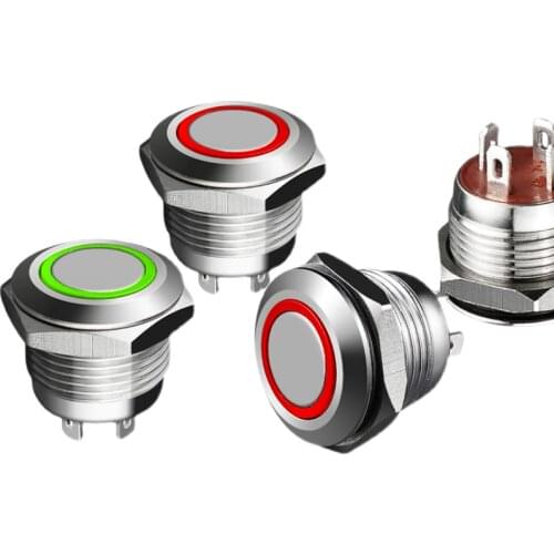 16MM metal button switch / flat head ultra-short self-reset waterproof point protruding