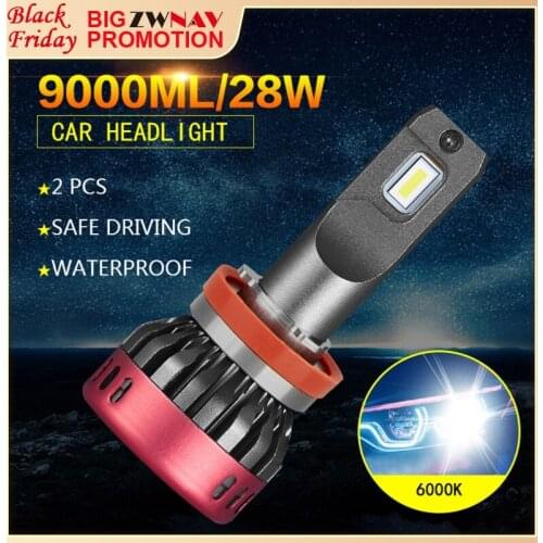 2Pcs Car Headlights Bulbs LED H7 H4 H11 9006 9005 90W 9000LM Decoder Automobile Lamp Headlamp Front Fog Lights 6000K 12V Auto