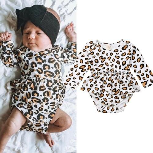 2019 Baby girl Autumn clothing cotton Leopard print Romper Jumpsuit Outfits for Kid clothes toddler Children newborn