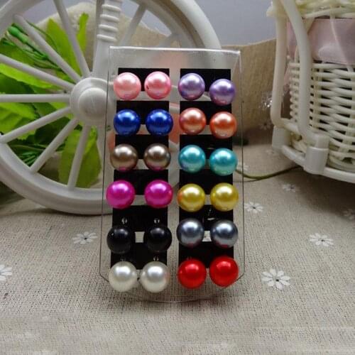 24 pcs/lot Girls Imitation Pearl Stud Earrings Women Ear Jewelry Round Ball Ear Ring Female 2021 Vintage Trendy Gift Earing