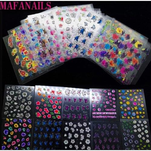 30 Sheets Top Quality 3D Adhesive Flowers Colors Nail Art Nails Stickers Vinyls Adhesive Transfer 3D Colorful Decals --NTL-36