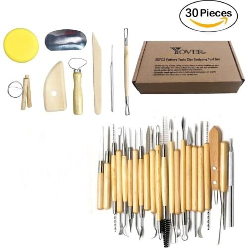 30PCS/Set Pottery Tools Indentation Pen Cay Sculpture Carving Knife Wooden Pottery Clay Tools Art Aupplies