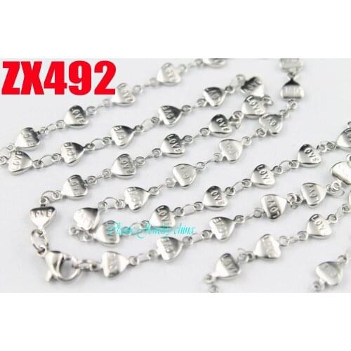 5.5mm LOVE heart-shaped chain stainless steel necklace womens mens religious necklace fashion jewelry 20pcs ZX492