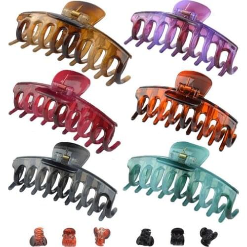 6PCS New Claw Clip For Women Tough Colorful Plastic Hair Claw Large Size Hair Clamps Crab For Hair Accessories For Hair