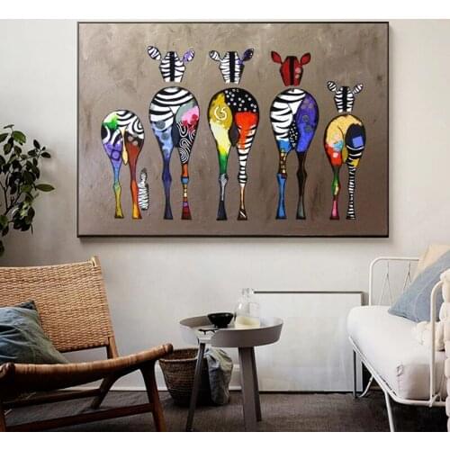 Abstract Zebra Canvas Art Paintings on The Wall Colorful Animals Art Prints African Animals Art Pictures for Room Wall