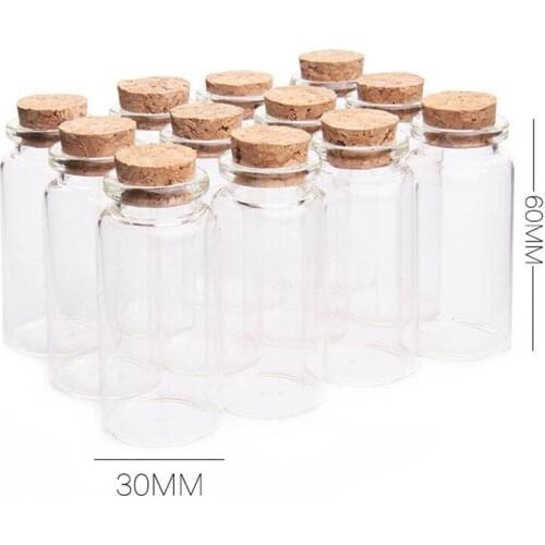 10pcs 30*60mm Small Glass Jars Mason Jar Message Vials Cheap Cork Stopper Bottle DIY Small Glass Bottle Mini Containers L15C