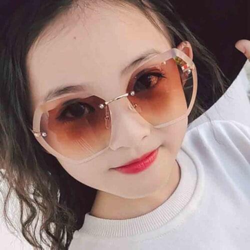 Frameless Child Sunglasses Boys Girls Irregular Polygon Trimming Big Sun Glasses Fashion Gradient Kids Shading Eyewear UV AG18