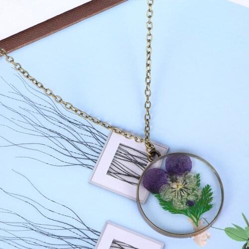 1pc Dried Flower Violet Natural Vintage Flower Neclace Pendant Neck Chain Neck Decorations for Ladies Girls