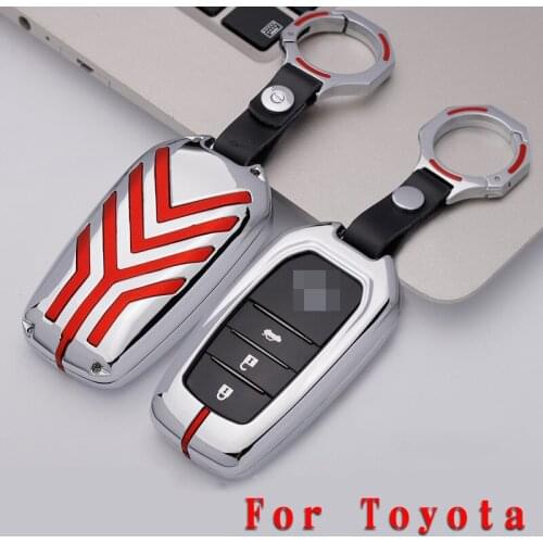 Galvanized Alloy Suede leather splicing Car Key Cover Case for Toyota Camry Mark X RAV4 PRADO COROLLA HIGHLANDER 2 3 Buttons Key