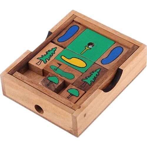 Wooden 3D Puzzle Escape Golf Game Brain Teaser IQ Test Intelligence Development Educational Toys Gift for Children Adults