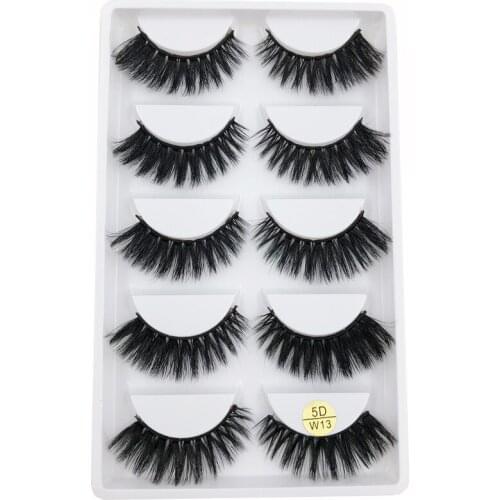 Flash girl Hot sale eye beauty 5D-W13 5pairs 5D mink natural handmade full strip eyelashes