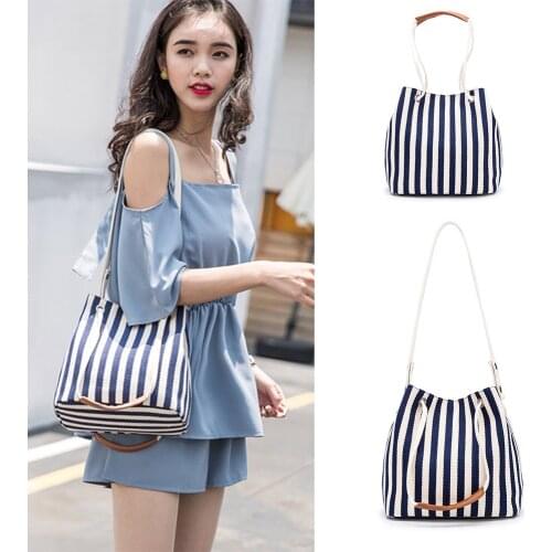 Women Canvas Tote Ladies Casual Shoulder Bag Shopping Female Handbag Crossbody Messenger Bag Stripe Bolsa Feminina Bolsos Mujer