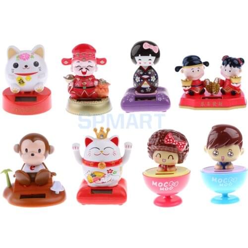 Cute Solar Powered Rotatable Dancing Bobble Head Toy Home Office Desk Car Ornaments Decoration Kids Chrismas Gift