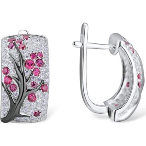 Dainty Plum Blossom Earrings Fashion Full Inlay Small Zircon Flower Branches S92 5 Jewelry Womens Wedding Party Clip Earrings