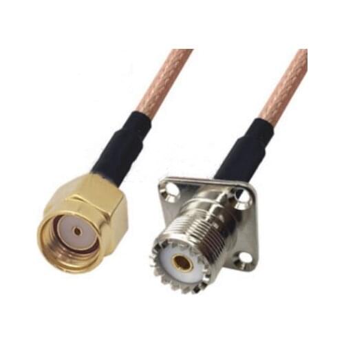 RG316 Cable RP-SMA Male To UHF SO239 Female 4 Hole Flange Panel Mount Connector RF Coaxial Jumper Cable