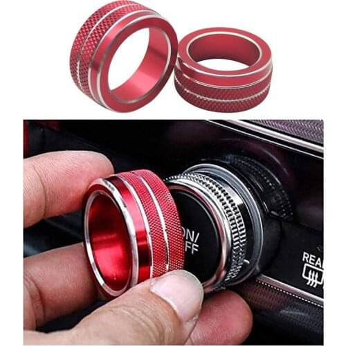 Button Audio Stereo Volume Control Knob Ring Cover Red Car Accessories for Toyota Yaris 2020 Air Conditioning Knob Cover