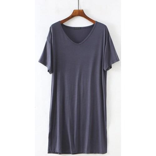 Modal Comfortable Sleepwear Womens Night Shirt New Short Sleeve Sexy V Neck Nightdress Loose Ladies Nightwear Nightgowns