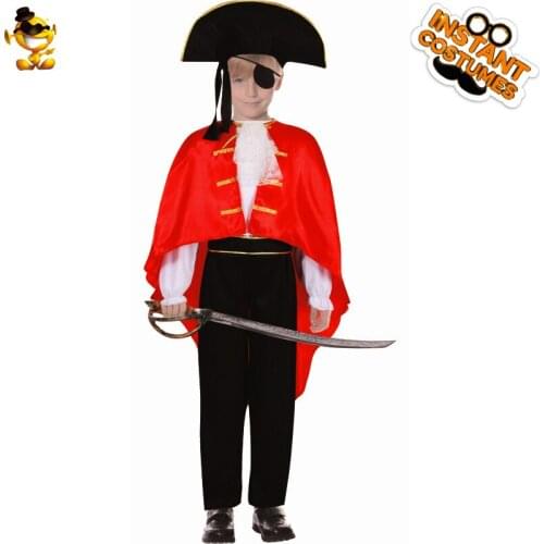 Halloween Christmas Cosplay Boys Pirate Costume Fancy Dress Deluxe Pirate Suit Kids Birthday Party Costume With Hat