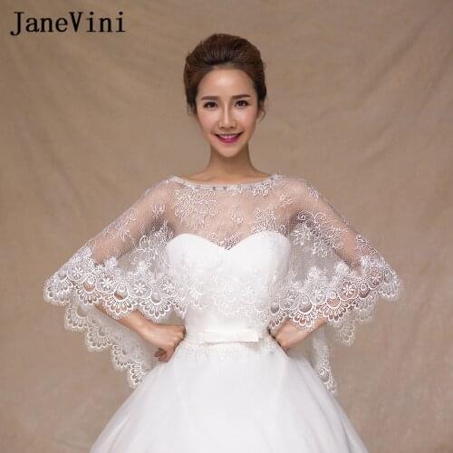 JaneVini 2018 Lebanon Lace Jackets For Wedding Shawl White Women Girl Beaded Bridal Bolero Capes Wraps Shrug Sheer Veste Mariage