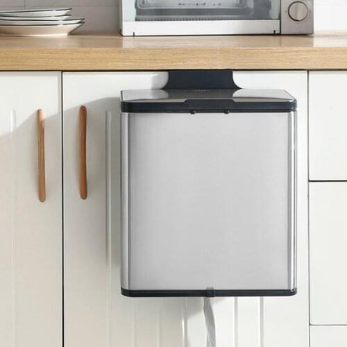 Kitchen hanging trash can household cabinet door multi-function hanging wall with stainless steel storage bucket MJ1019