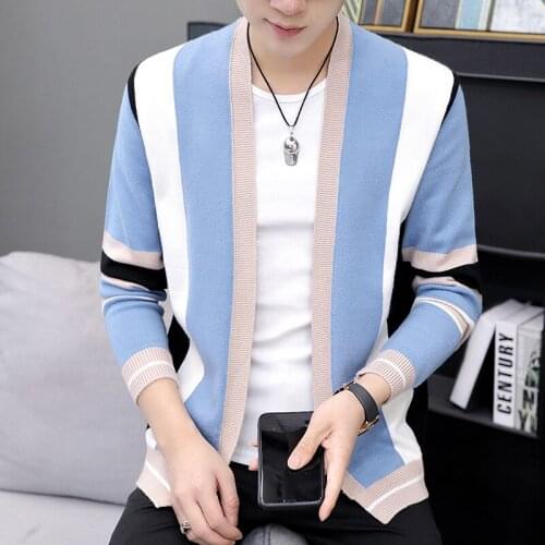 Cashmere Striped Cardigan Men Autumn Winter Soft Warm Sweater Knitted Fashion Mens V-Neck Sweaters Handsome Cardigan Masculino