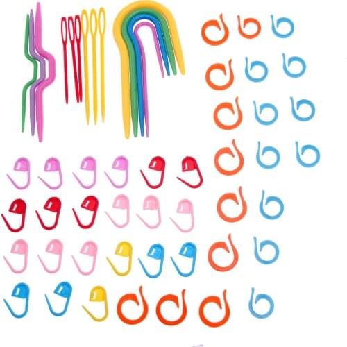 1 Set Plastic Knit Stitch Knitting Needles Crochet Hook Markers Stitch Handle Clip Knitting Needle Sets DIY Craft Locking Stitch
