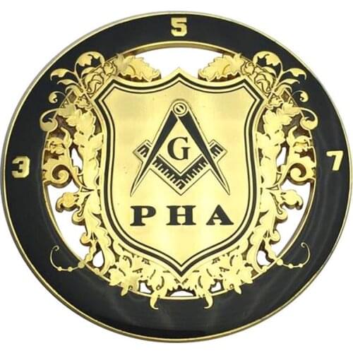 PHA Masonic Car Emblem Auto Truck Motorcycle Square And Compass Decal Sticker Badge